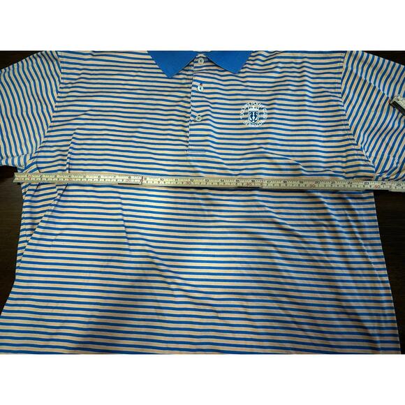 Peter Millar Cotton Polo Shirt Preppy Active Striped Mens XL Tuckers Point Club - Picture 5 of 9
